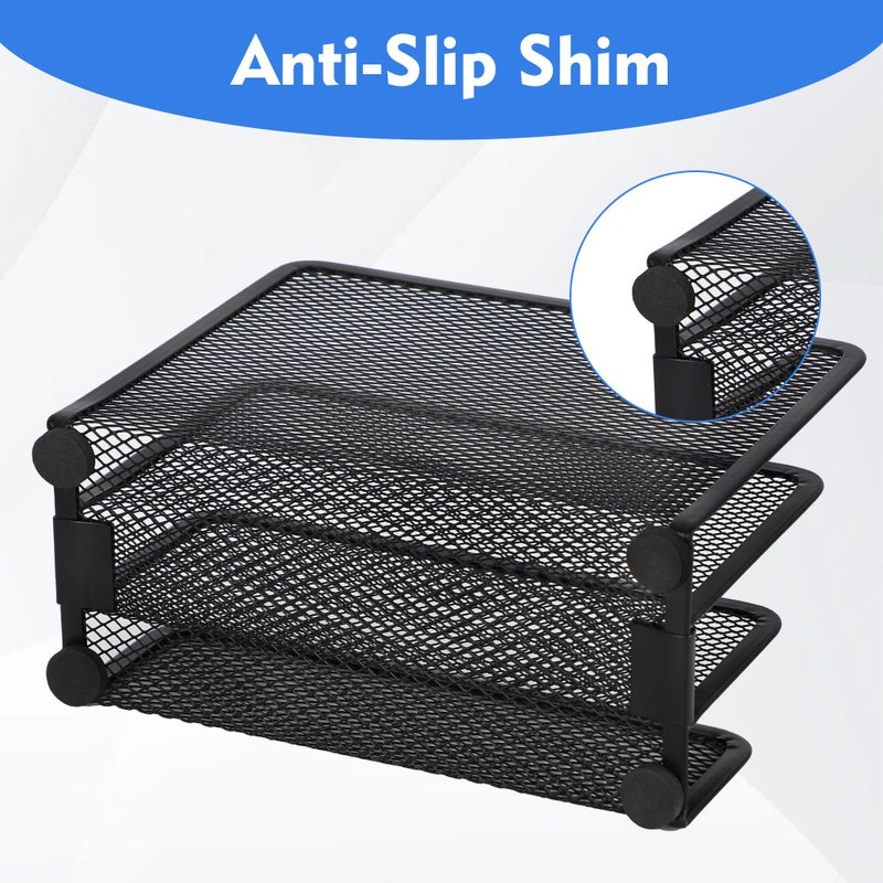 EASEPRES Desk Mail Organizer, Office Small Desktop Metal Mesh Envelope Letter Sorter Paper File Holder Organizer with 3 Vertical Upright Compartments, Black 1 Pack - Image 4